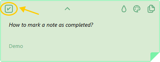 Image explaining how to mark a note as completed