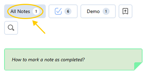Image explaining how to bring back the completed note