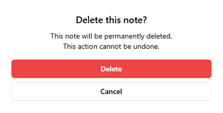 Image of the dialog box for deleting notes