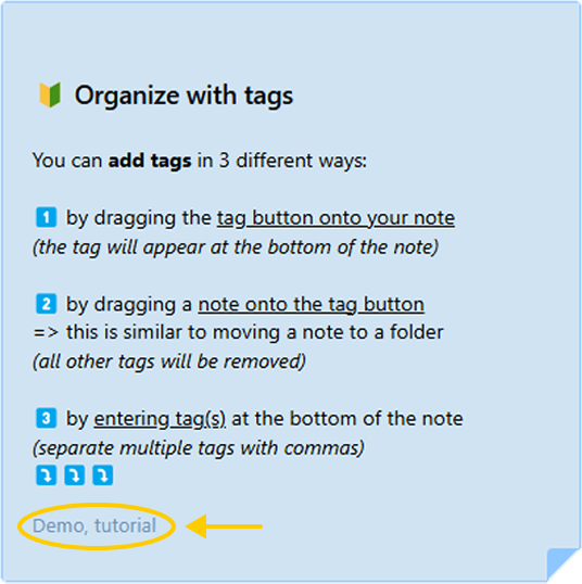 Image of note with tags after removal