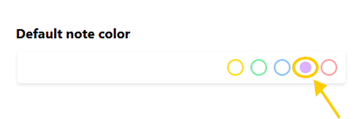 Image explaining how to set the default note color