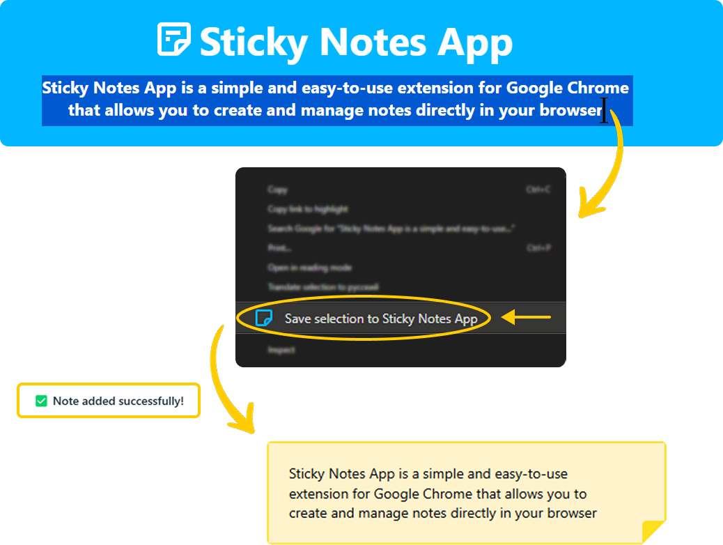 Image showing how to create a note using any text