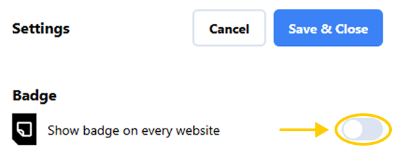 Image explaining how to disable the badge