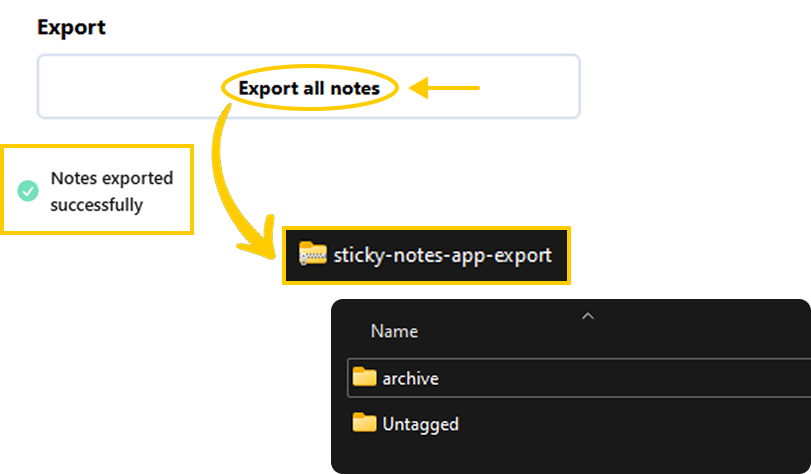 Image explaining how export all your notes